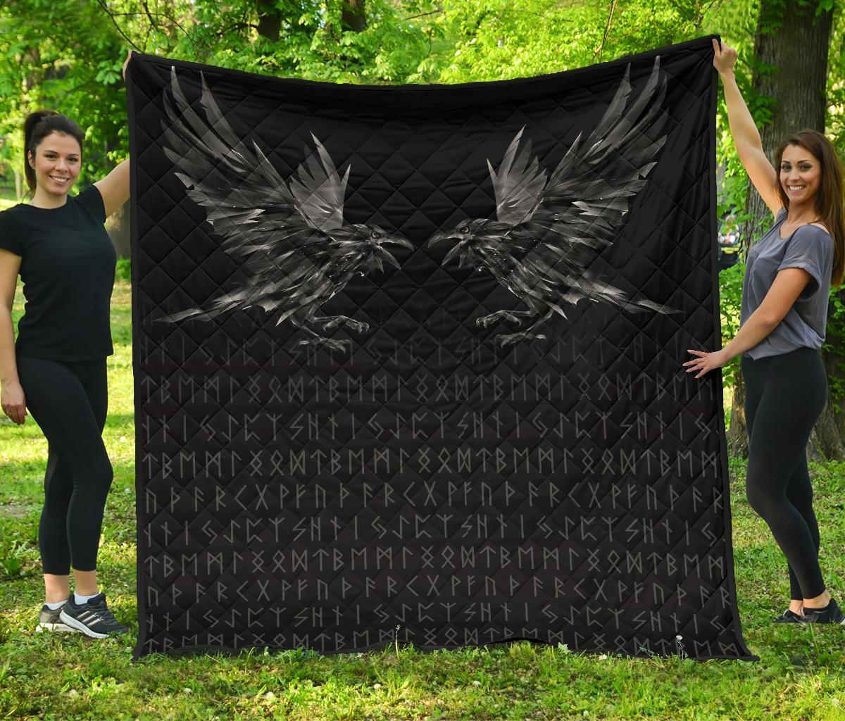 Viking Premium Quilt - Odin Huginn and Muninn Rune RLT12 - Wonder Print Shop