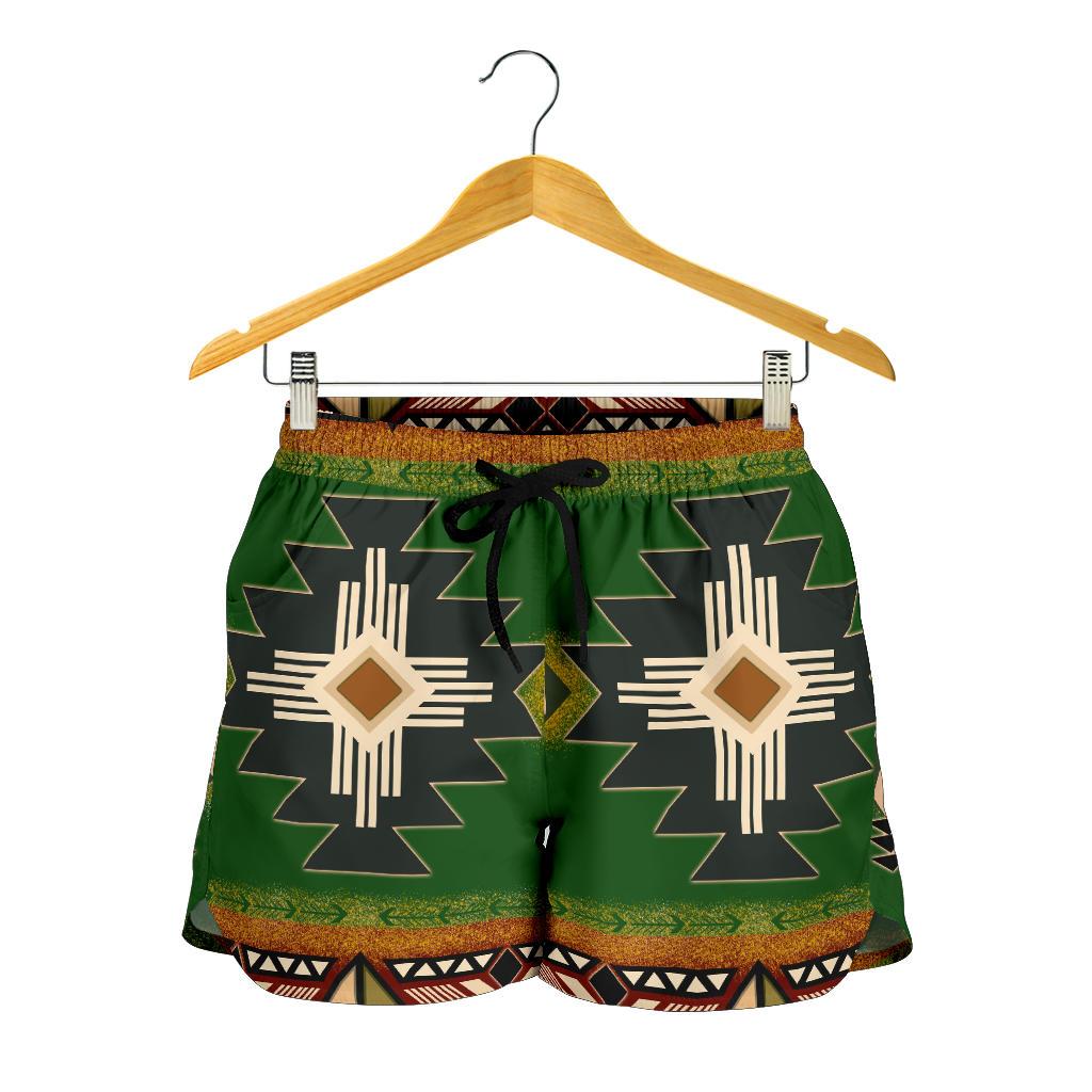 native-american-southwest-green-symbol-all-over-print-women-shorts