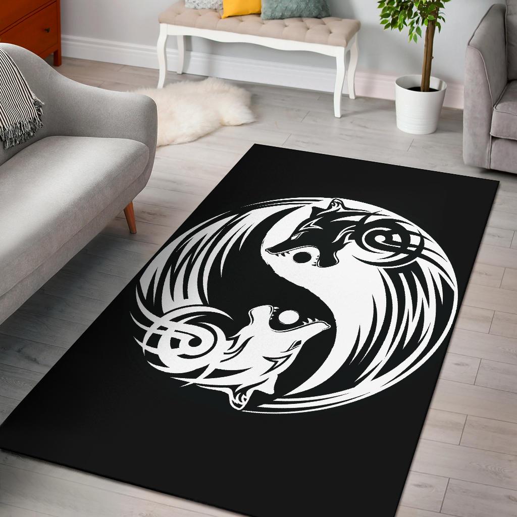 Viking Bomber Area Rug Ying Yang Wolf RLT12 - Wonder Print Shop