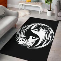 Viking Bomber Area Rug Ying Yang Wolf RLT12 - Wonder Print Shop