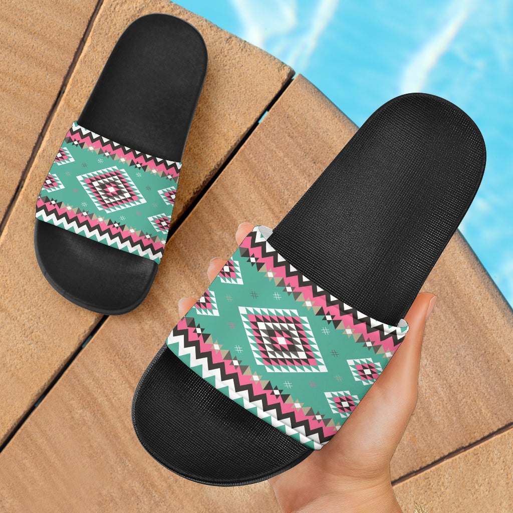 ethnic-geometric-pink-pattern-slide-sandals