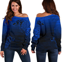 Viking Women's Off Shoulder Sweater, Skoll and Hati RLT12 - Wonder Print Shop
