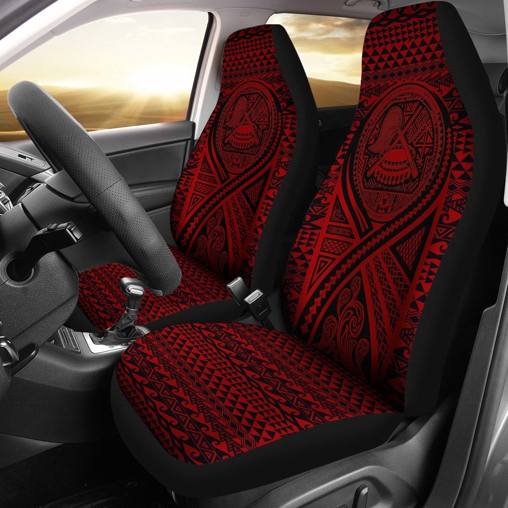 american-samoa-car-seat-cover-american-samoa-seal-polynesian-tattoo-red