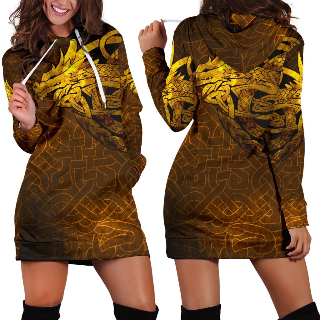 Viking Hoodie Dress Celtic Dragon Tattoo RLT12 - Wonder Print Shop