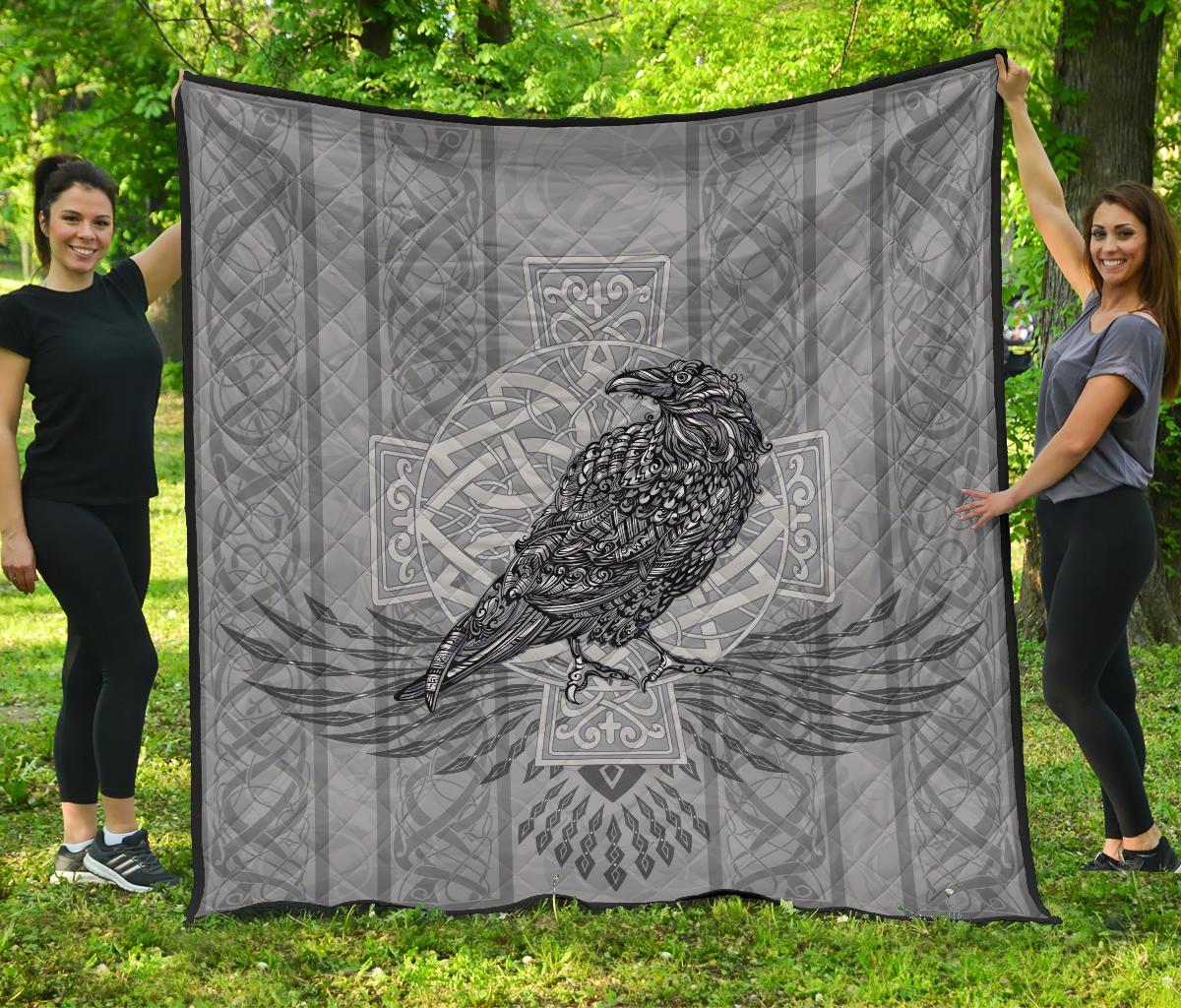 Viking Premium Quilt - Odin's Celtic Raven - Scandinavian Tattoo RLT12 - Wonder Print Shop