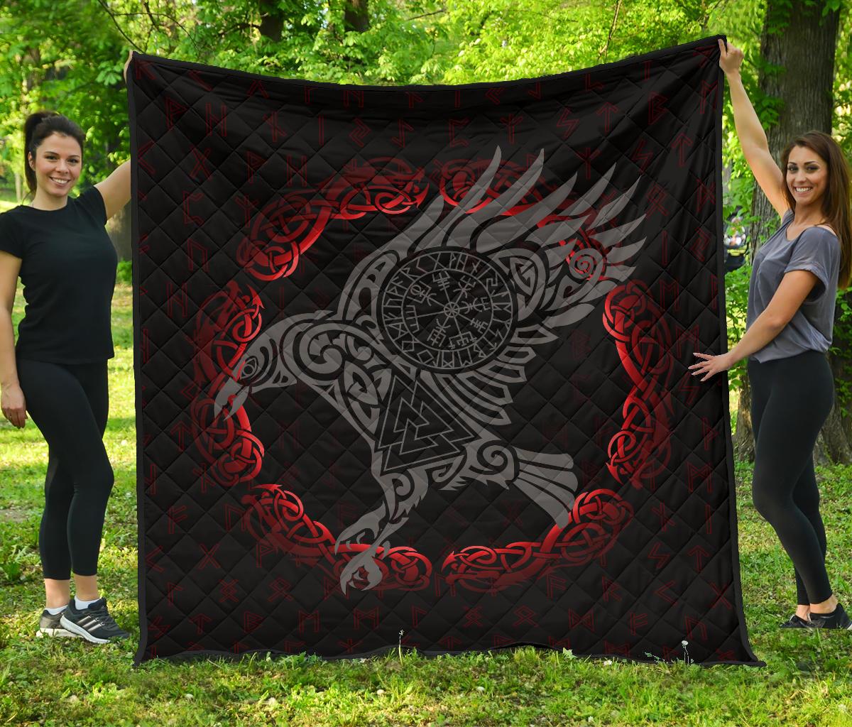 Viking Raven and Old Rune Premium Quilt RLT12 - Wonder Print Shop