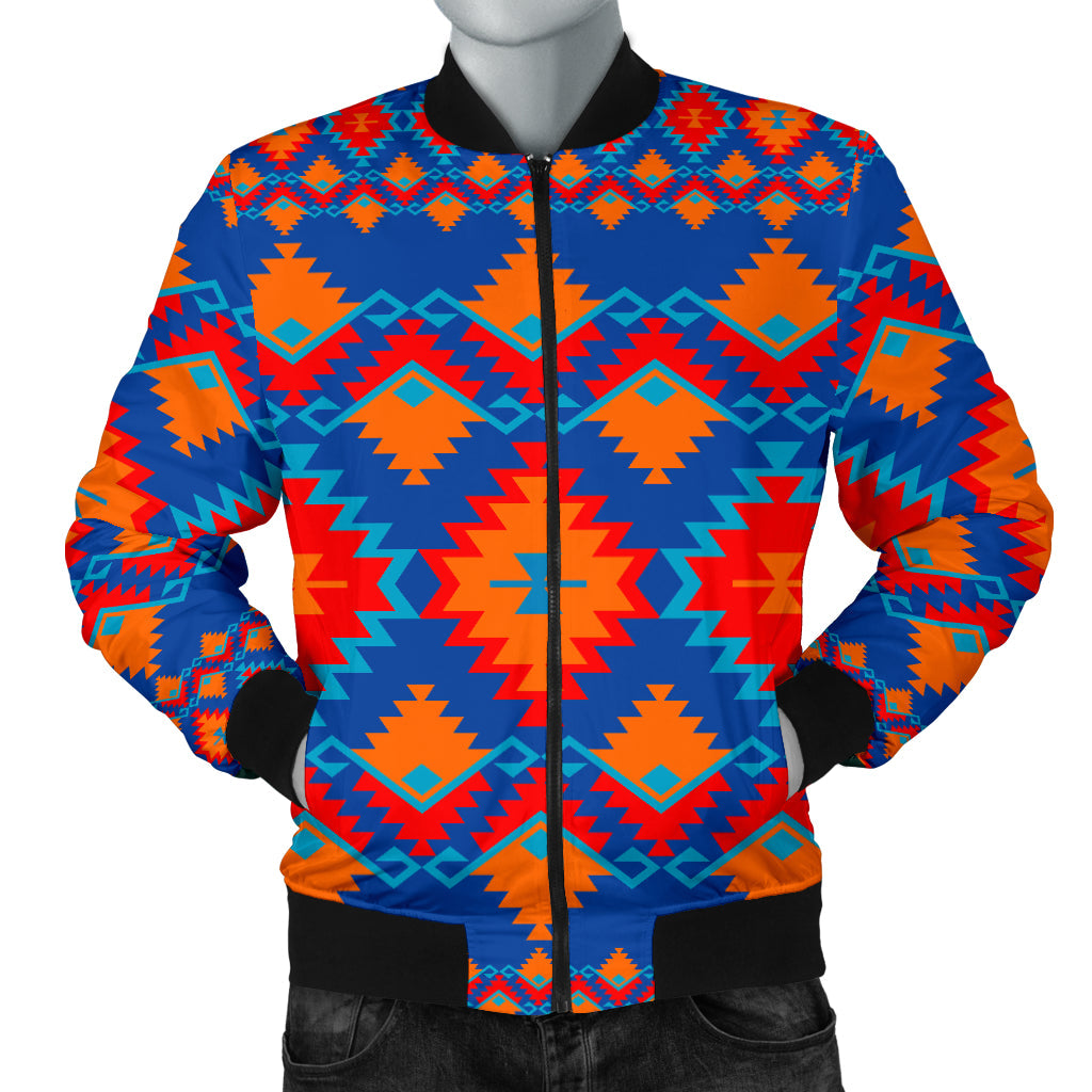 Red and Yellow Geometric Men's Bomber Jacket LT10 - Wonder Print Shop
