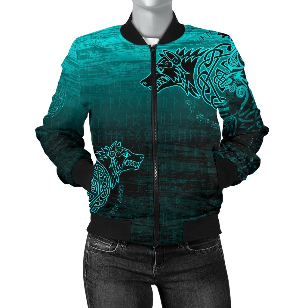 Viking Women's Bomber Jacket, Skoll and Hati RLT12 - Wonder Print Shop