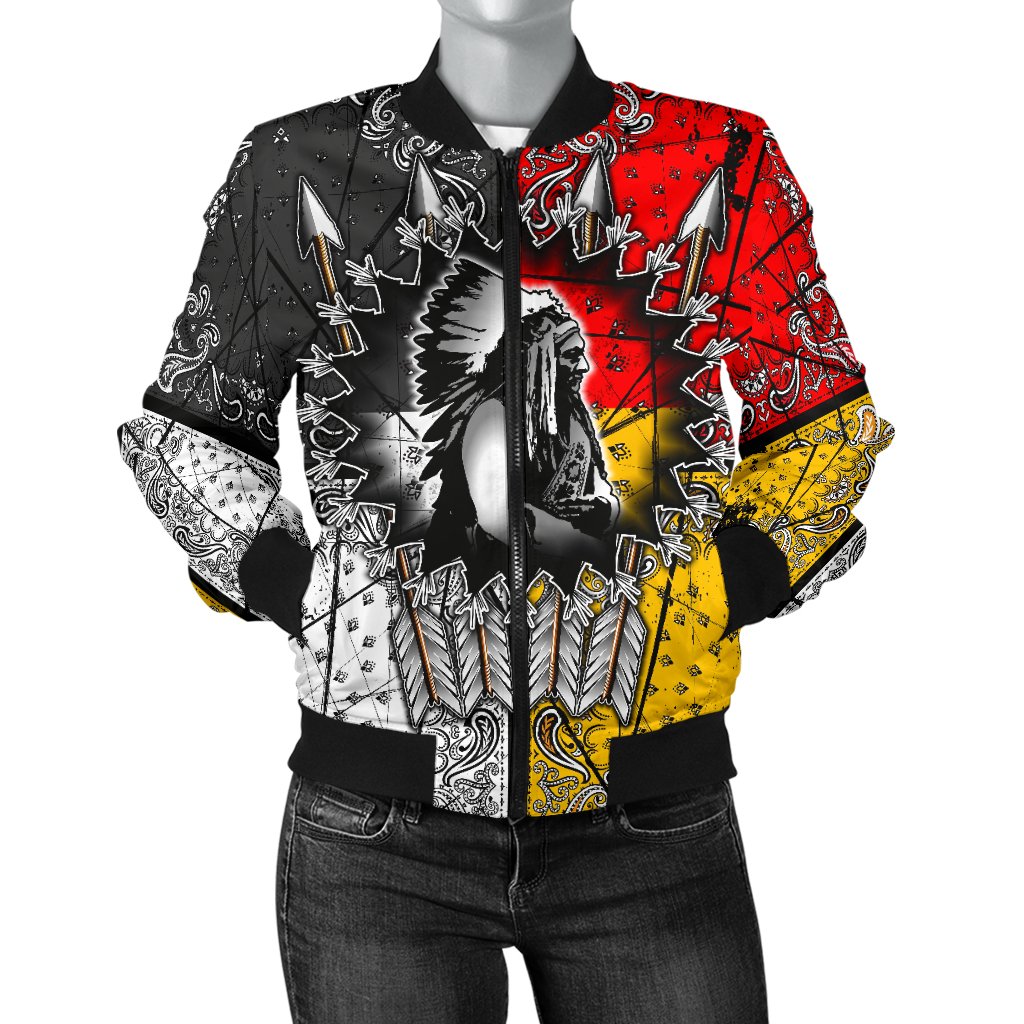 Chief Arrow Native American Women's Bomber Jacket LT10 - Wonder Print Shop