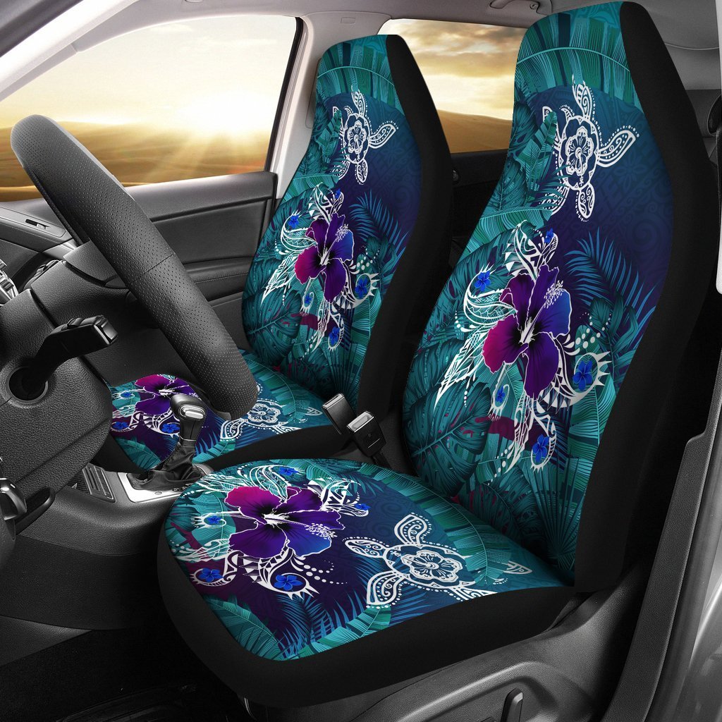 Hawaii Car Seat Covers Hawaii Turtle Flowers and Palms Retro - Wonder Print Shop