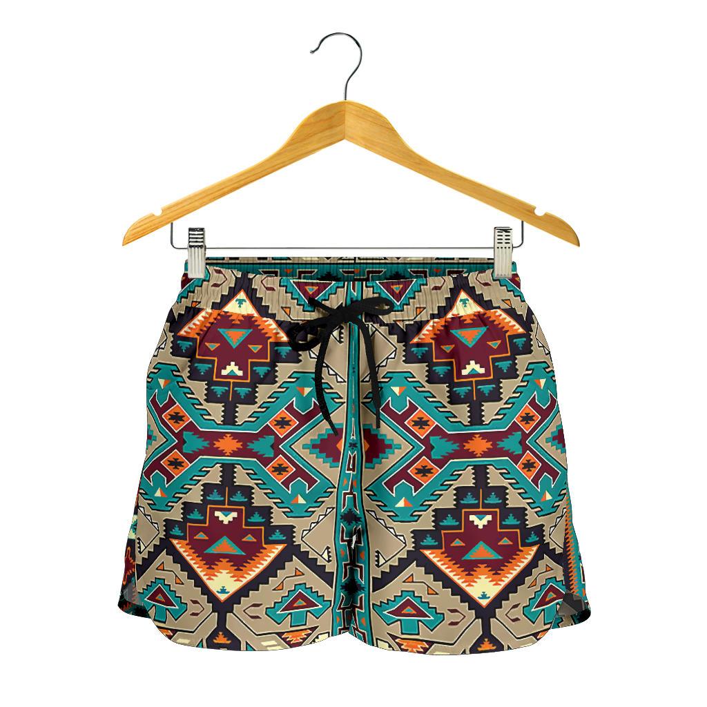 native-american-tribe-blue-pattern-all-over-print-women-shorts