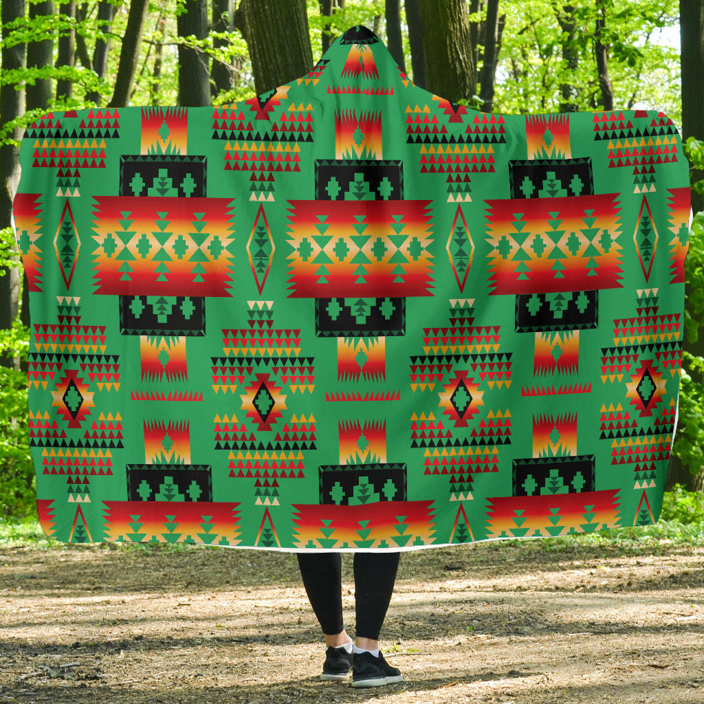 green-native-american-pattern-hooded-blanket