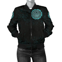 Viking Women's Bomber Jacket - Viking Bear Claws Cyan Tattoo RLT12 - Wonder Print Shop