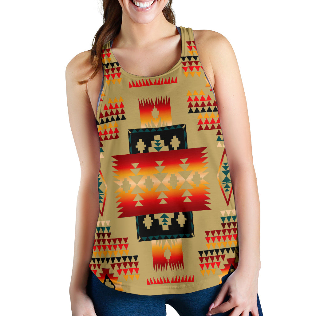Light Brown Tribe Pattern Native American Women Racerback Tank LT10 - Wonder Print Shop