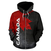 Canada Maple Leaf All Over Zip Up Hoodie - Wonder Print Shop