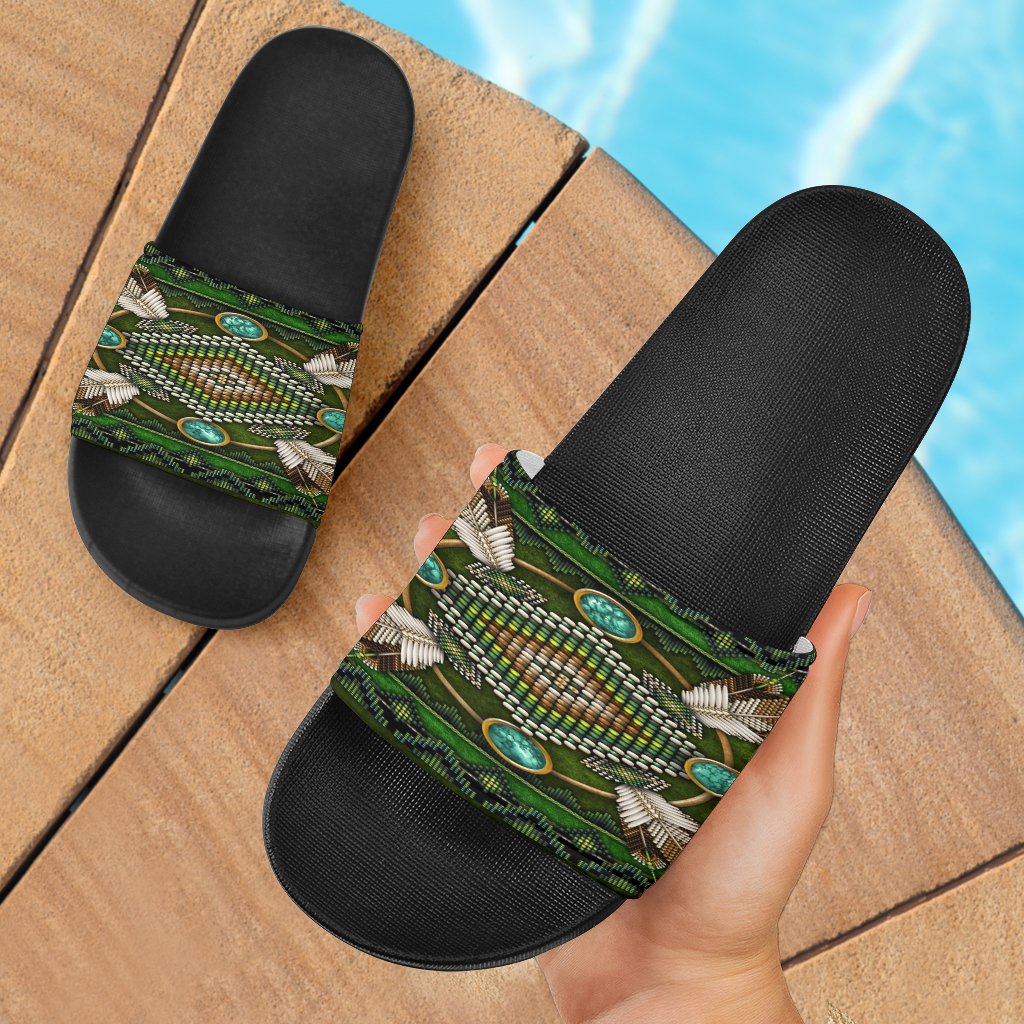 green-mandala-native-american-slide-sandals