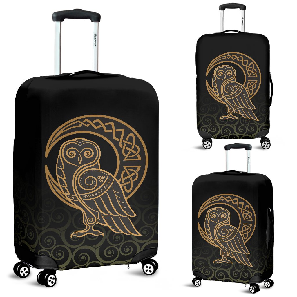 Viking Luggage Covers Owl Celtic On Triskels Background RLT12 - Wonder Print Shop