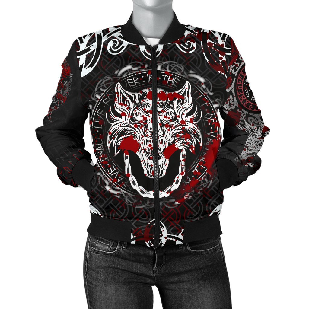 Viking Women's Bomber Jacket - Fenrir Viking Blood 3D RLT12 - Wonder Print Shop