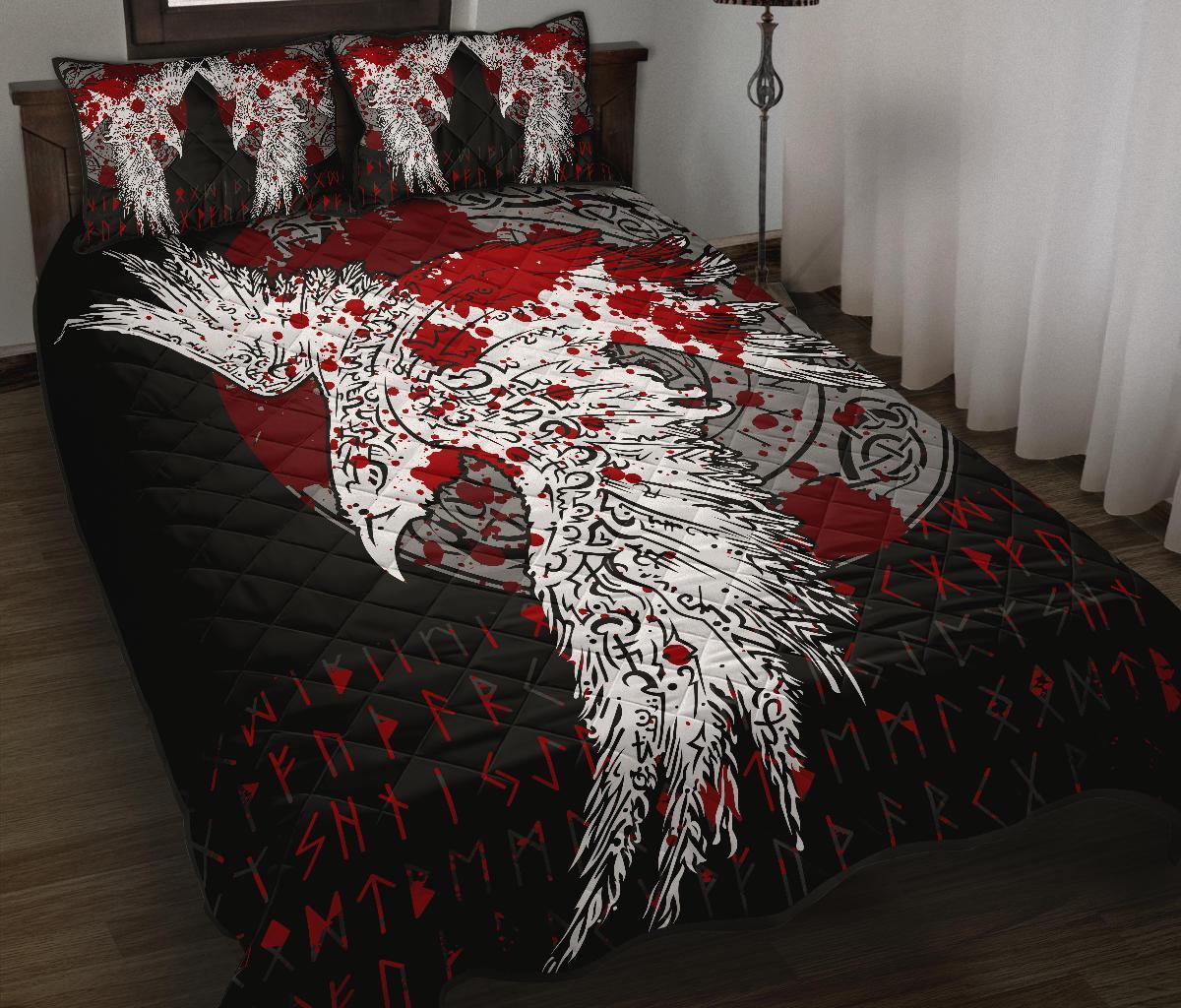 Viking Quilt Bed Set - Mystical Raven Tattoo Blood RLT12 - Wonder Print Shop