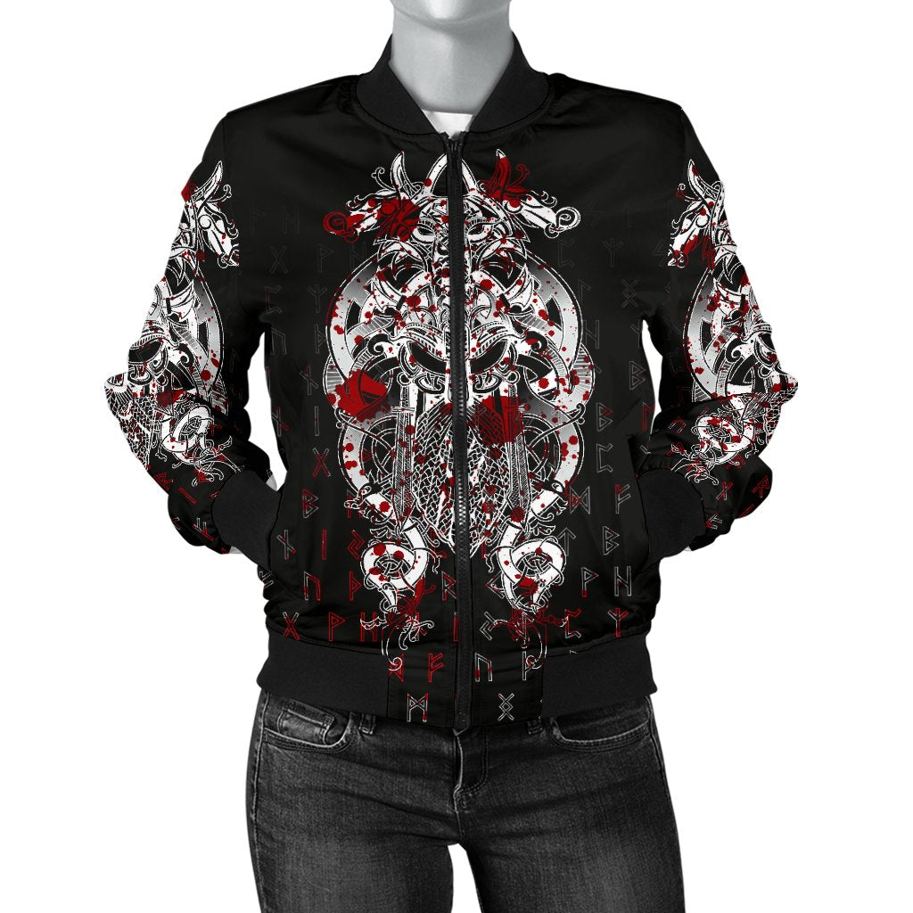 Viking Tyr Tattoo Blood Women's Bomber Jacket RLT12 - Wonder Print Shop