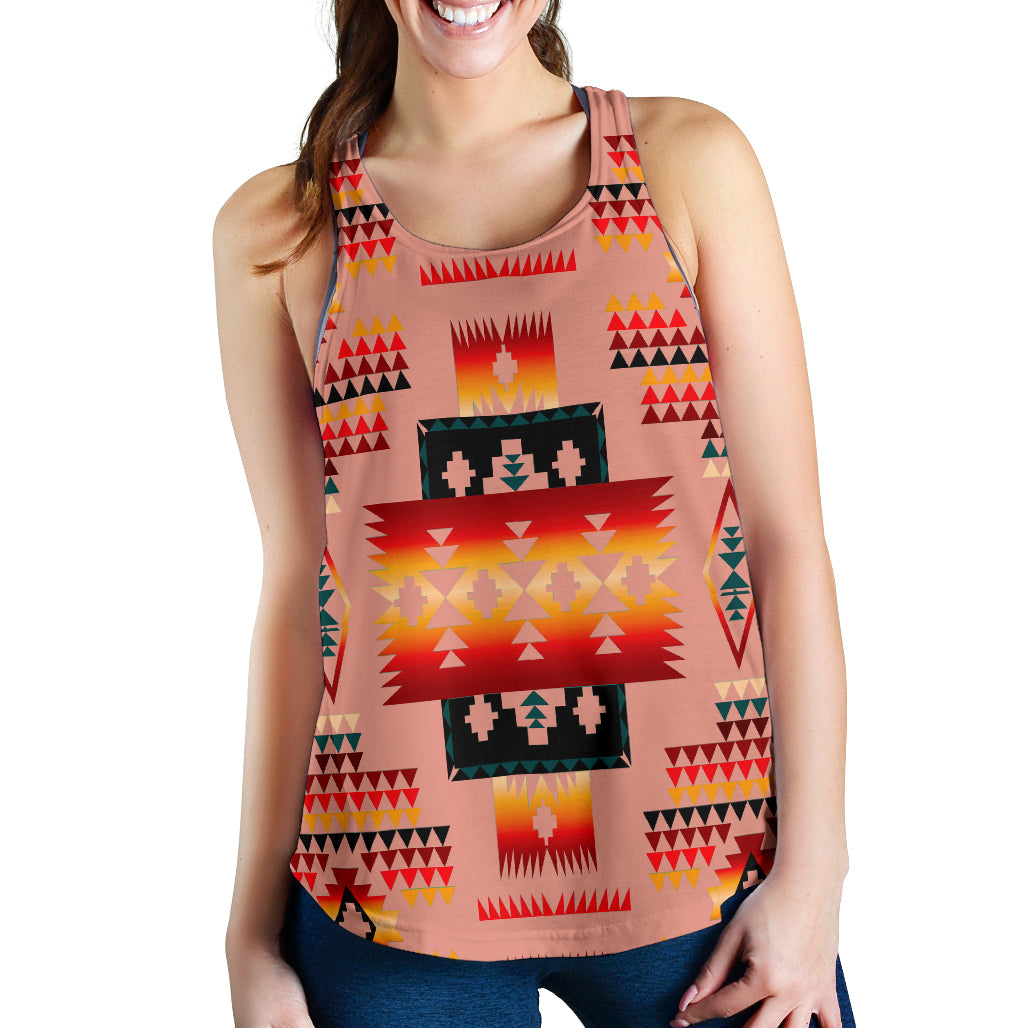 Tan Tribe Pattern Native American Women Racerback Tank LT10 - Wonder Print Shop