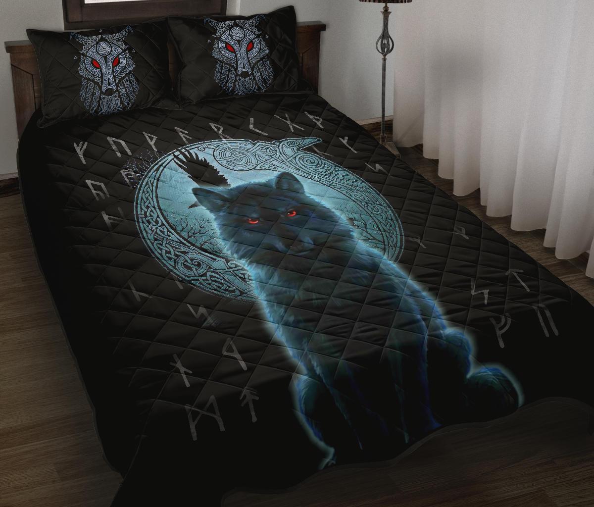 Viking Quilt Bed Set, Fenrir Viking Wolf and Moon RLT12 - Wonder Print Shop