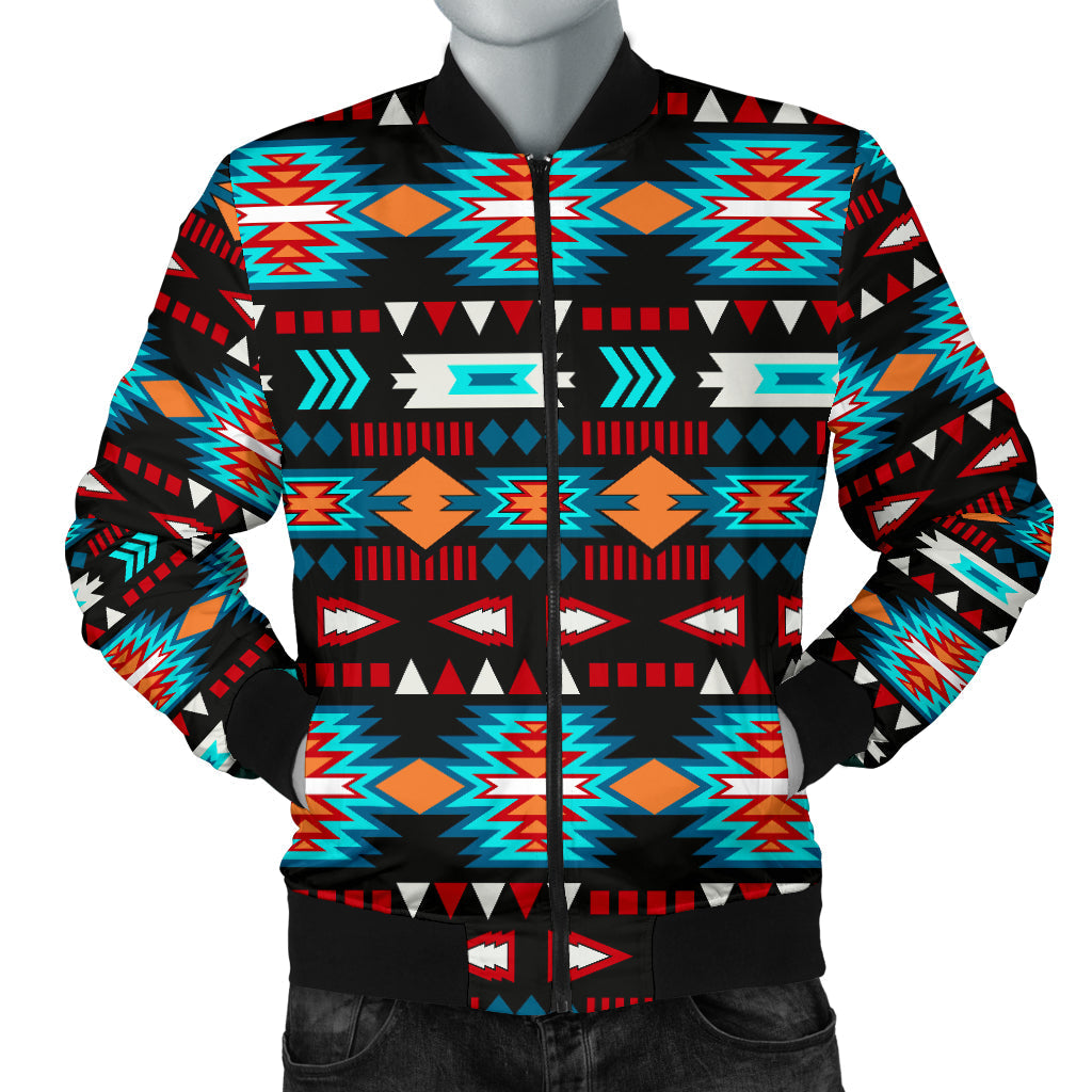 Light Neon Blue Pattern Men's Bomber Jacket LT10 - Wonder Print Shop
