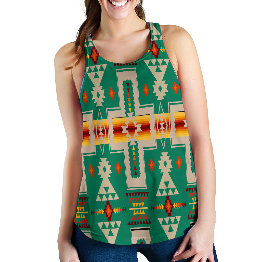 Light Green Tribe Design Native American Women Racerback Tank LT10 - Wonder Print Shop