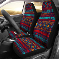 LT10 colorful tribal seat covers, front set with black sides and geometric woven pattern