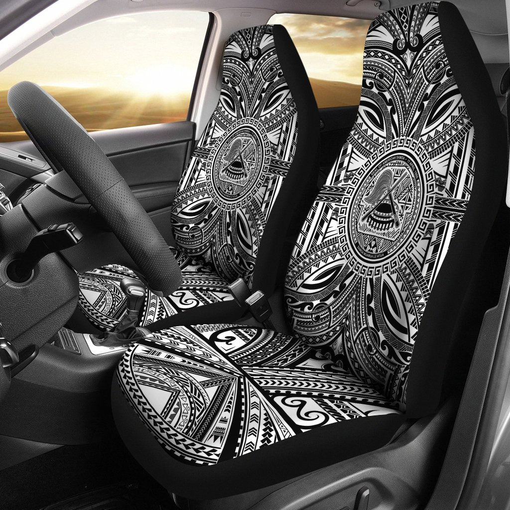 american-samoa-car-seat-cover-american-samoa-coat-of-arms-polynesian-white-black