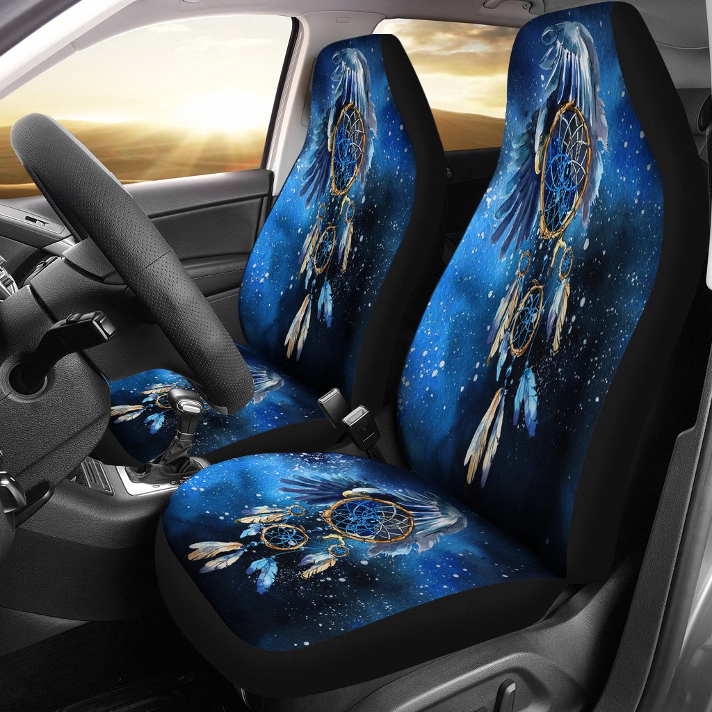 Blue Galaxy Dreamcatcher Native American Car Seat Covers LT10 - Wonder Print Shop