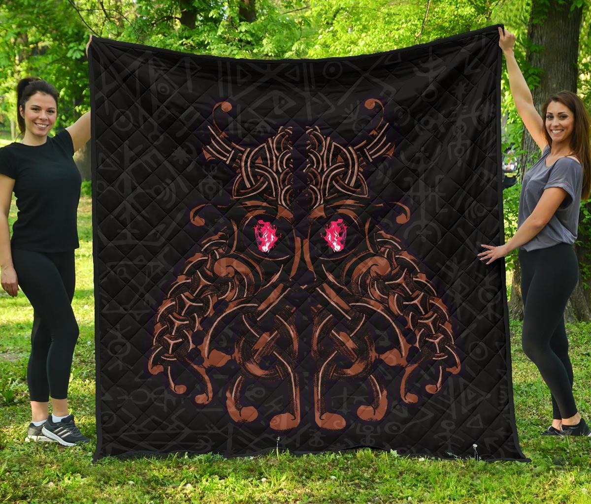 Viking Premium Quilt, Odin God Furthark Tattoo Special RLT12 - Wonder Print Shop