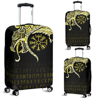 Viking Luggage Covers, Fenrir Raven and Vegvisir Tattoo Yellow RLT12 - Wonder Print Shop