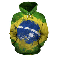 Brazil Hoodie Brazil Flag Painting - Wonder Print Shop