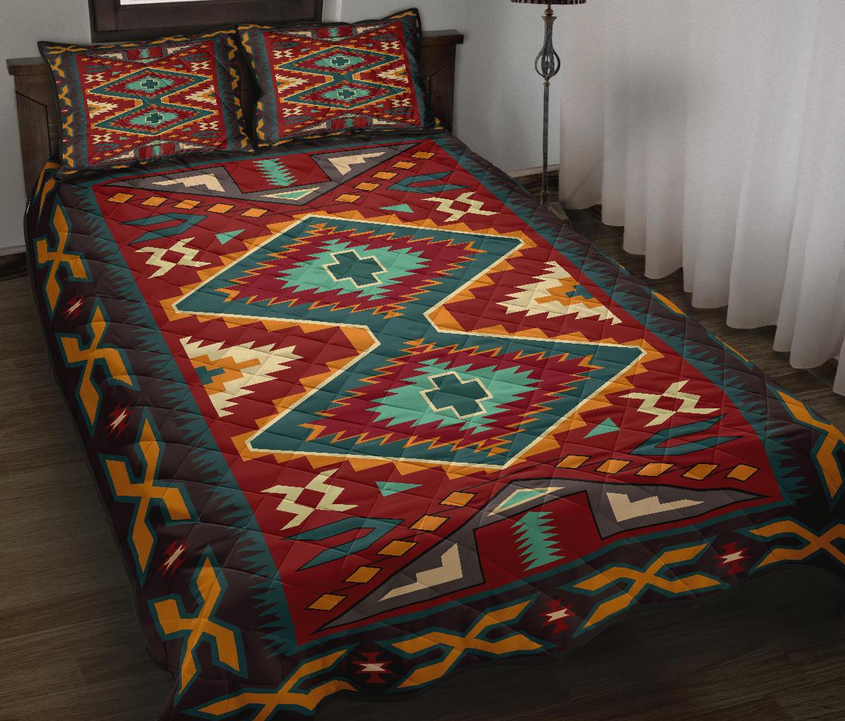 Tribe Ethnic Red Pattern Native American Quilt Bed Set LT10 - Wonder Print Shop