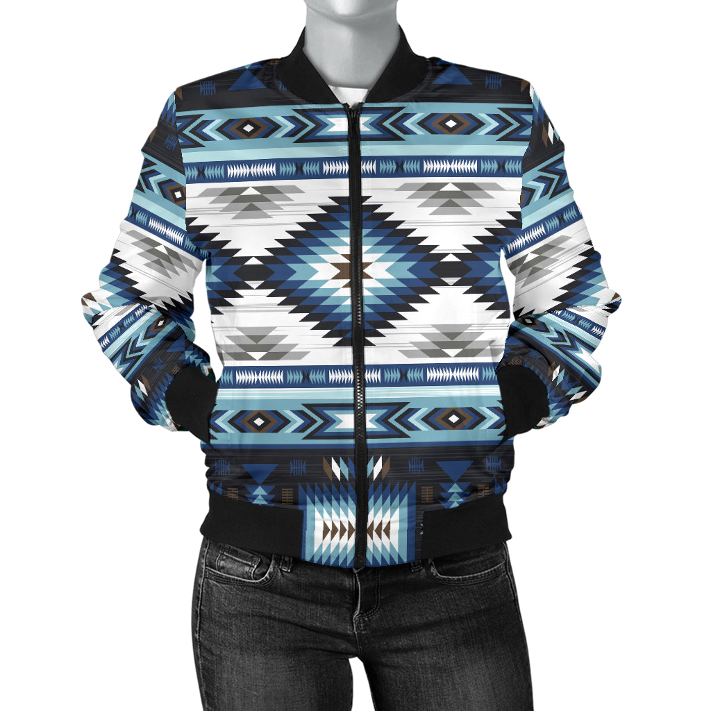 Blue Colors Pattern Women's Bomber Jacket LT10 - Wonder Print Shop