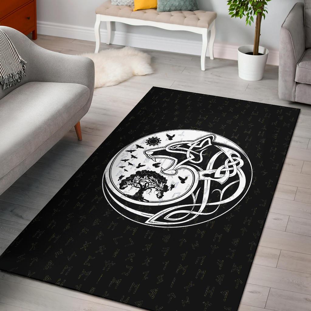 Viking Area Rug, Skoll and Hati Rune Tattoo RLT12 - Wonder Print Shop