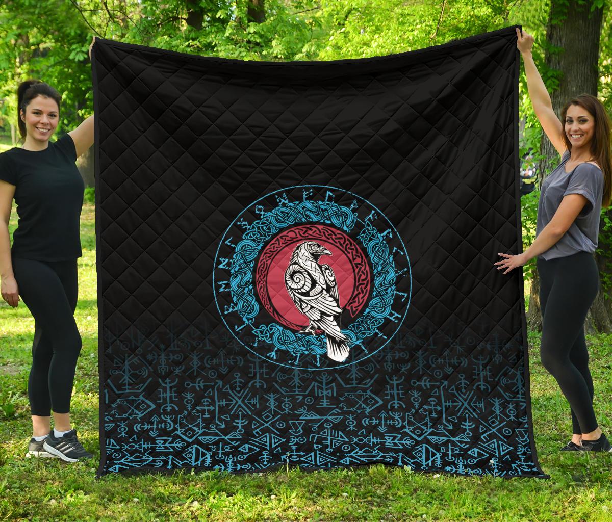 Viking Premium Quilt - Raven Celtic Cyan RLT12 - Wonder Print Shop