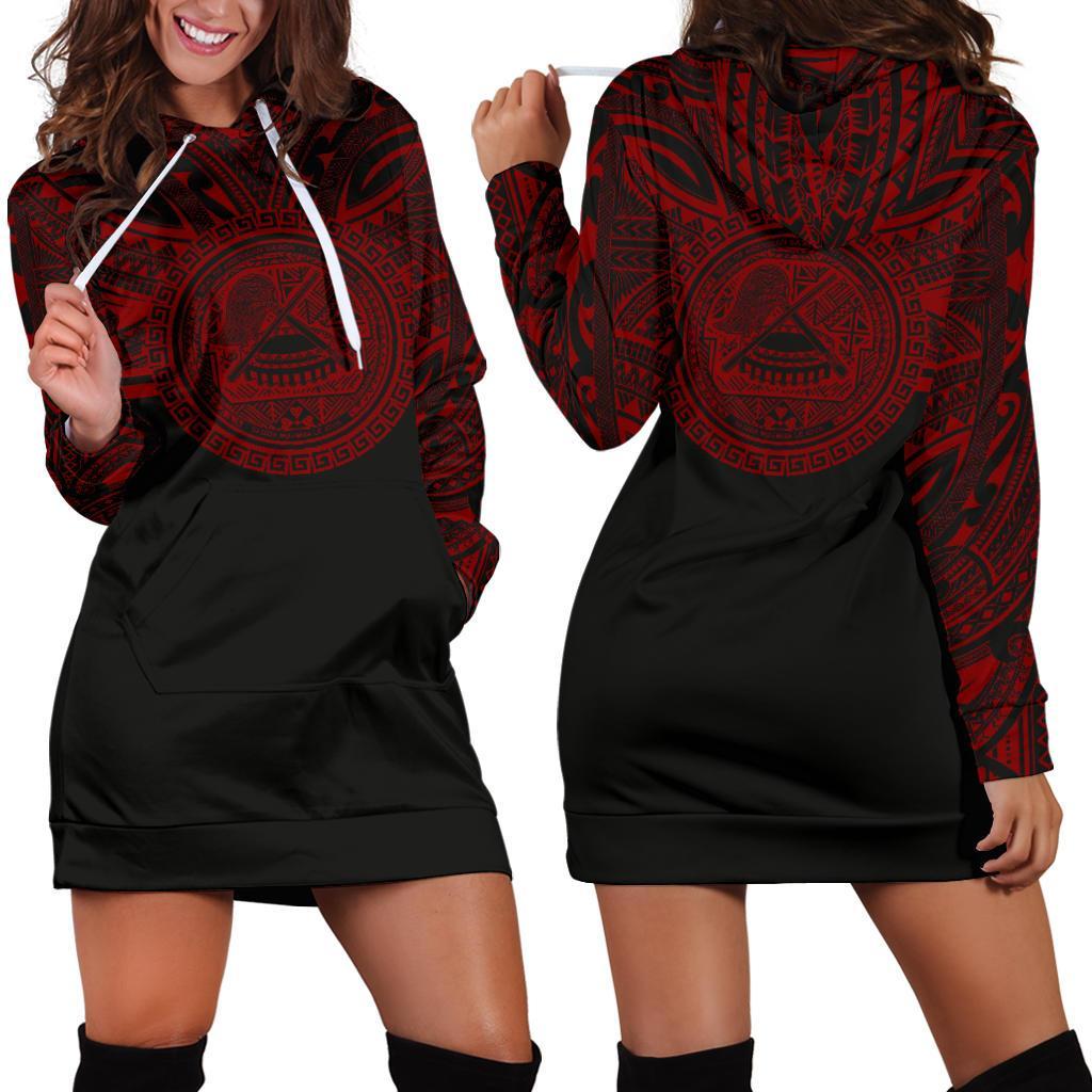 american-samoa-women-hoodie-dress-american-samoa-coat-of-arms-polynesian-red-black