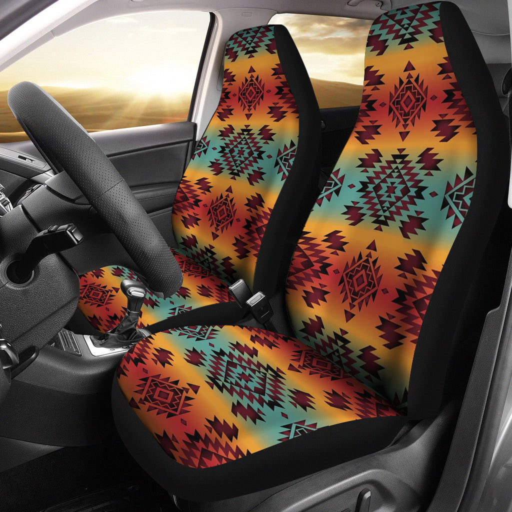 Blue Orange Pattern Car Seat Covers LT10 - Wonder Print Shop