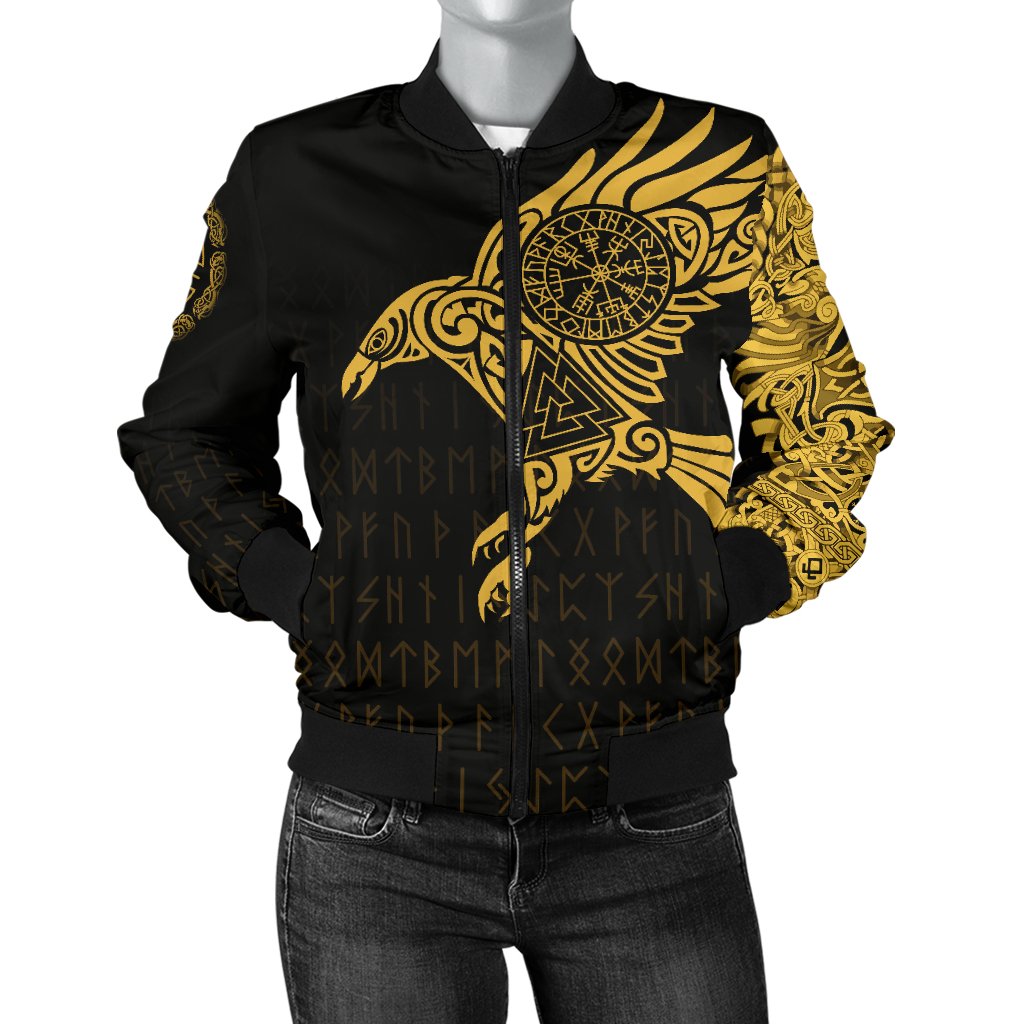Viking Ravens Tattoo Women's Bomber Jacket RLT12 - Wonder Print Shop