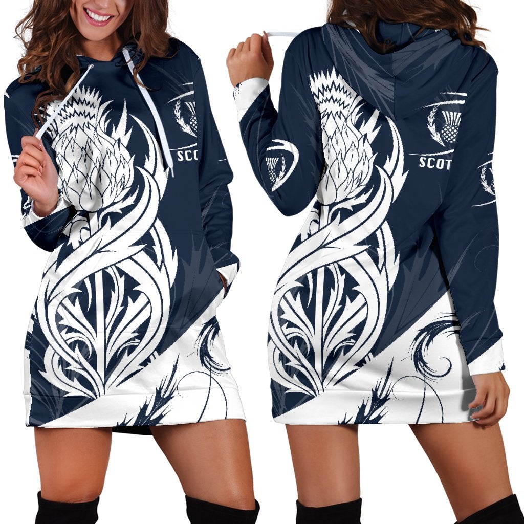 Scottish Rugby Hoodie Dress Thistle Vibes Navy - Wonder Print Shop