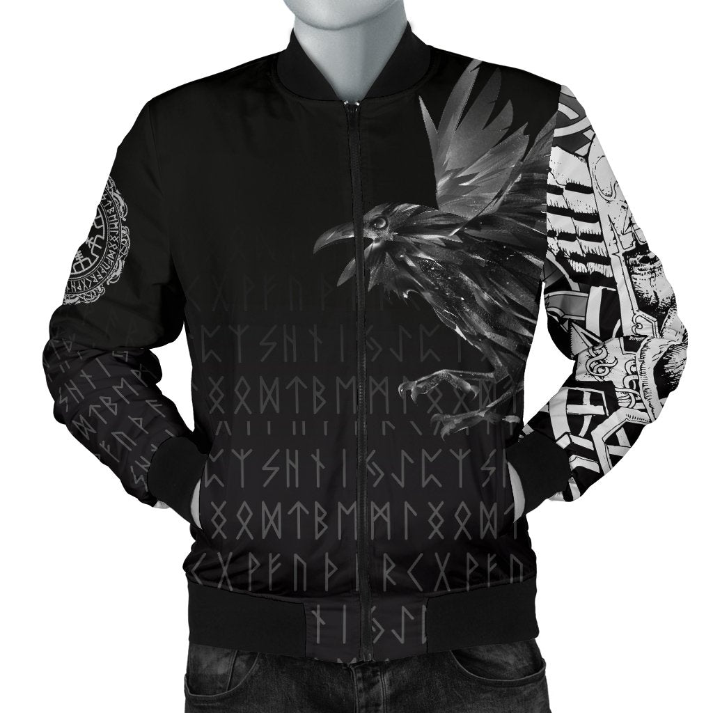 Viking Men's Bomber Jacket - The Raven Of Odin Rune RLT12 - Wonder Print Shop