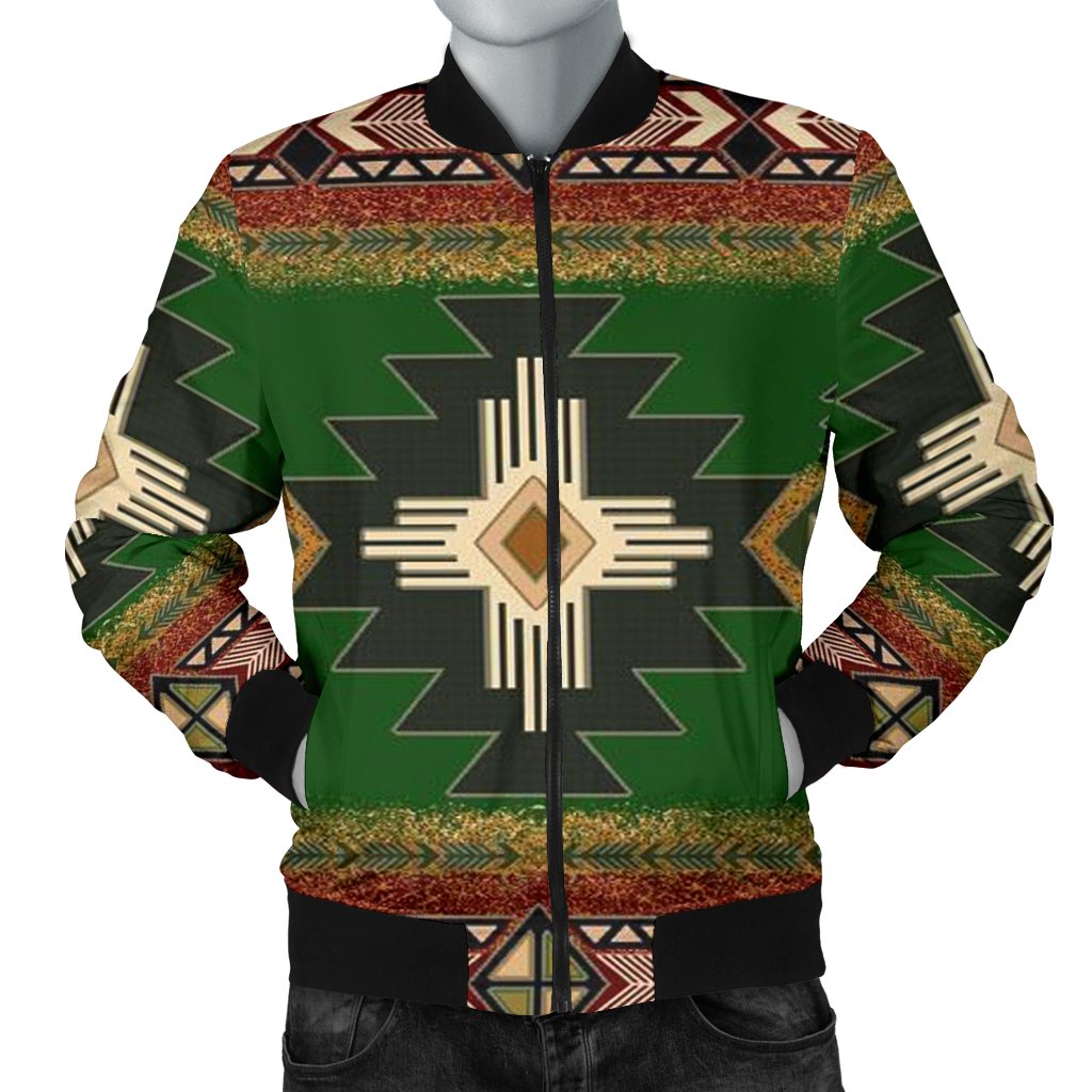 Indigenous Design Green Native American Bomber Jacket LT10 - Wonder Print Shop