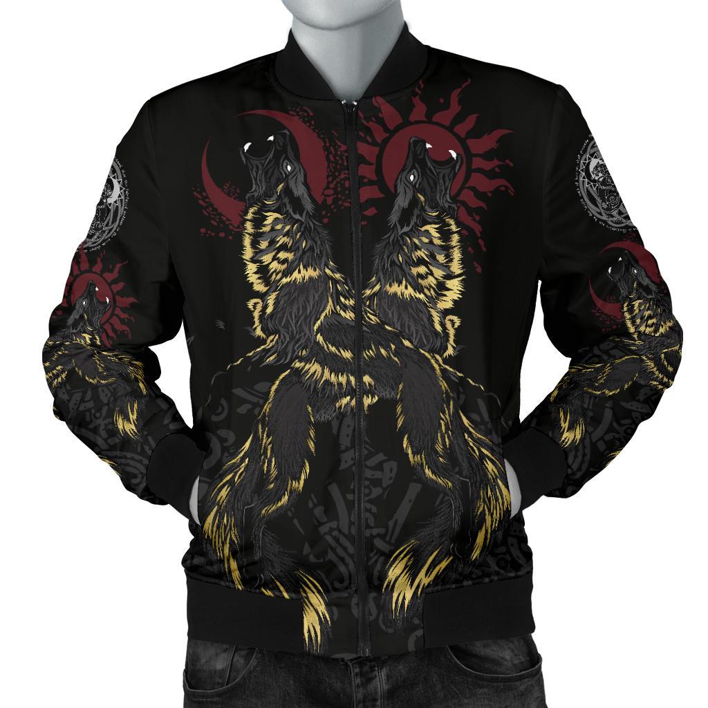 Viking Men's Bomber Jacket The Wolves Skoll and Hati RLT12 - Wonder Print Shop