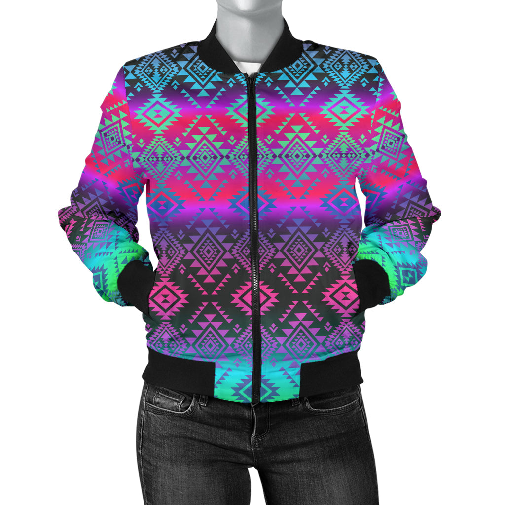 Pattern Native American Women's Bomber Jacket LT10 - Wonder Print Shop