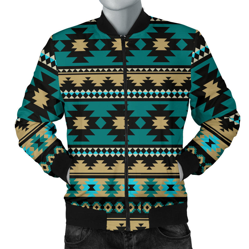 Green Ethnic Aztec Men's Bomber Jacket LT10 - Wonder Print Shop