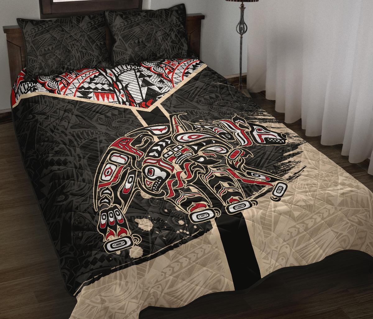 wonder-print-shop-quilt-bed-set-haida-bear-strength-healing-and-power-black