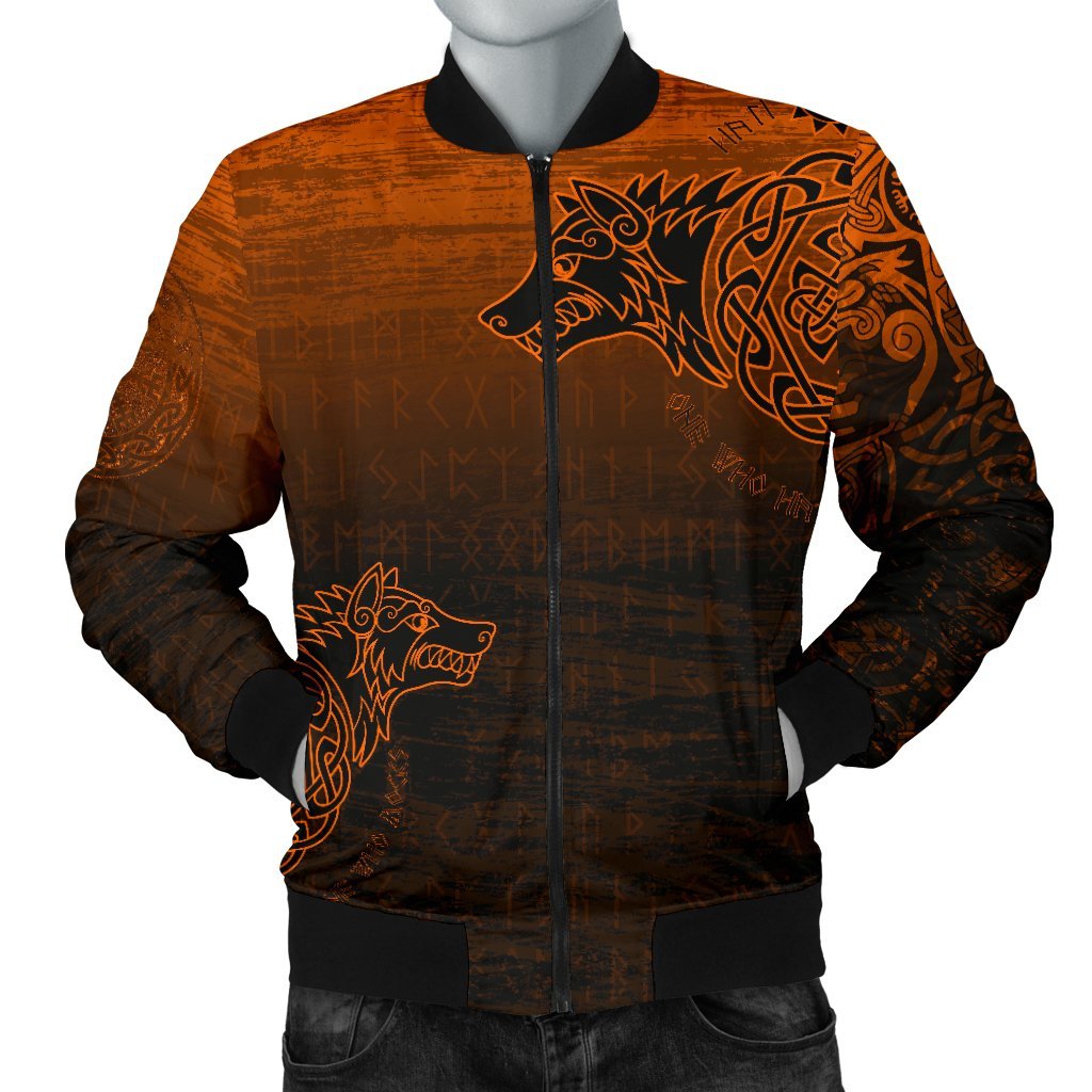 Viking Men's Bomber Jacket, Skoll and Hati Orange RLT12 - Wonder Print Shop