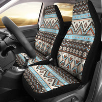 Colorful tribal striped seamless car seat cover set with two front seats